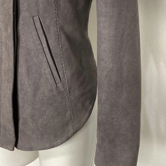 BCBGMaxAzria Gray Faux Suede Moto Jacket Size Small - Picture 5 of 9